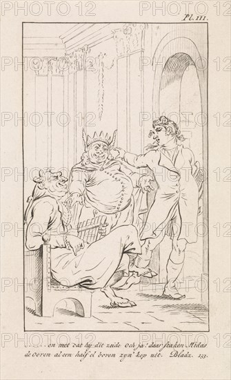 King Midas with donkey ears, DaniÃ«l Veelwaard (I), Jacob Smies, FranÃ§ois Bohn, 1802 - 1809