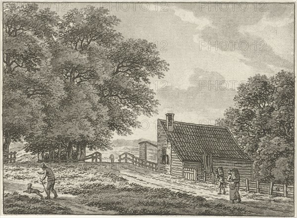 Landscape at Overveen with walkers, Jan Evert Grave, c. 1769 - c. 1805