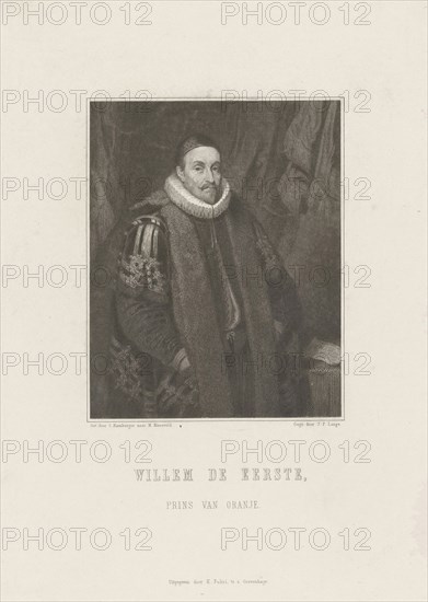 Portrait of William I, Prince of Orange, Johannes Philippus Lange, Koenraad Fuhri, 1837-1855