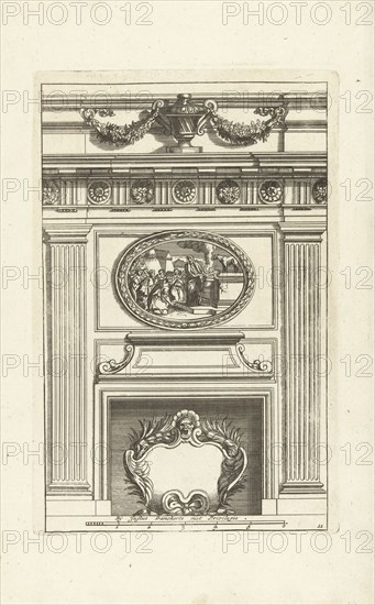 Two Tuscan pilasters, interior, decoration, design, ornament, ornamental, architecture, Jean Lepautre, Justus Danckerts, c. 1675 - c. 1686