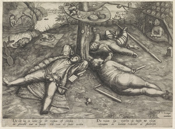 Luilekkerland, cockaigne, Attributed to Pieter van der Heyden, 1567-1600