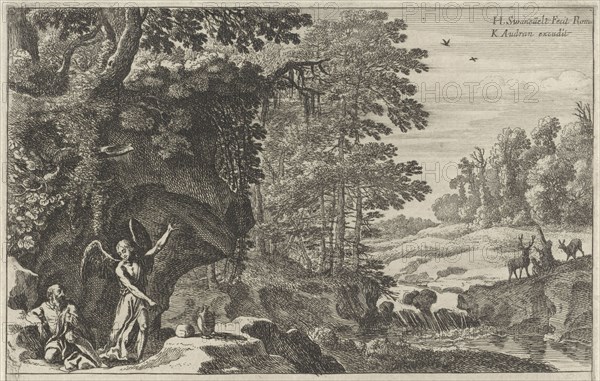 Elijah and the angel, Herman van Swanevelt, Charles Audran, 1629 - 1641