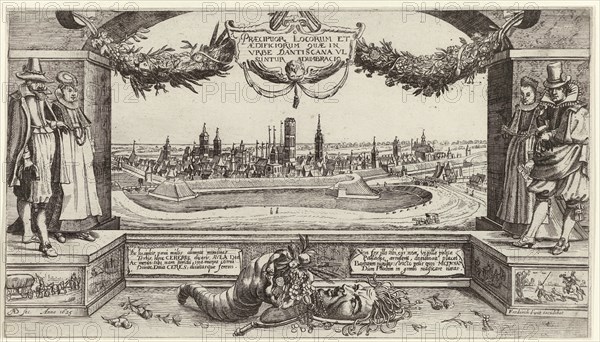 In and around the city of Danzig, with costume left and right, Aegidius Dickmann, Frederik de Wit, Anonymous, 1625