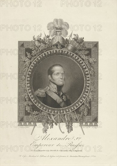Portrait of Tsar Alexander I of Russia, Walraad Nieuwhoff, W. Esser, 1825-1827