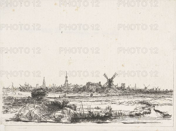 View of Amsterdam from the northwest, The Netherlands, William Young Ottley, Rembrandt Harmensz. van Rijn, 1828
