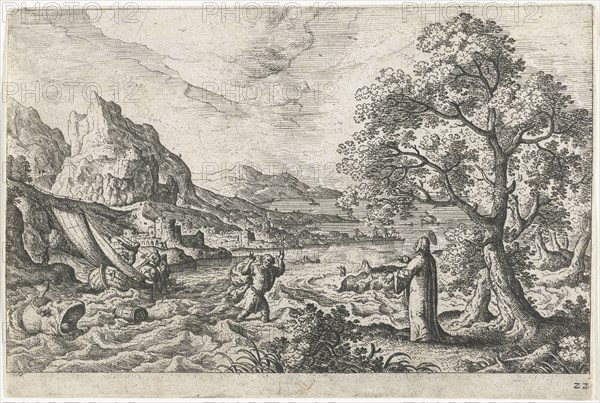 Miraculous fishing, Hans Bol, Anonymous, c. 1550 - c. 1650