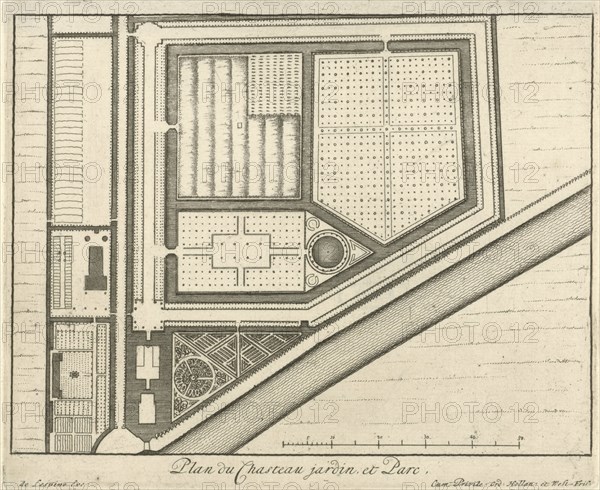 Map of estate Gunterstein, Breukelen, Joseph Mulder, Willem Swidde, Jaques Le Moine de lâ€ôEspine, 1680 - 1696