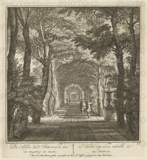 Covered path given to the input / View of the park / Duck pond / Large pond, Isaac de Moucheron, 1706 - 1719