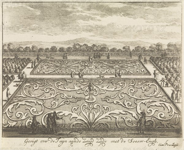 Garden on the south side of Soestdijk Palace, The Netherlands, Hendrik de Leth, unknown, 1725-1747