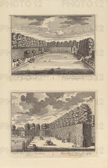 View of the big pond southeast of Zeist Castle / The avenue along the southwest side of the big pond at Slot Zeist, DaniÃ«l Stopendaal, 1682 - 1726