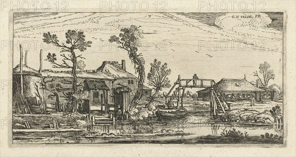 Farm on a canal in Haarlem, The Netherlands, Esaias van de Velde, 1615 - 1616