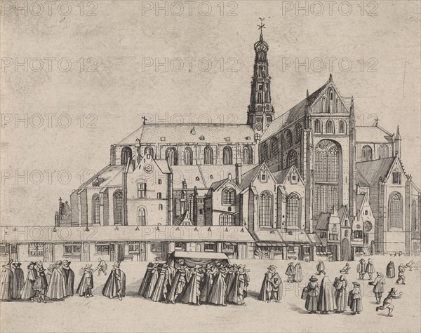 View of St. Bavo Church, from the southeast, Jan van de Velde, Anonymous, Pieter Jansz. Saenredam, 1628 - 1678