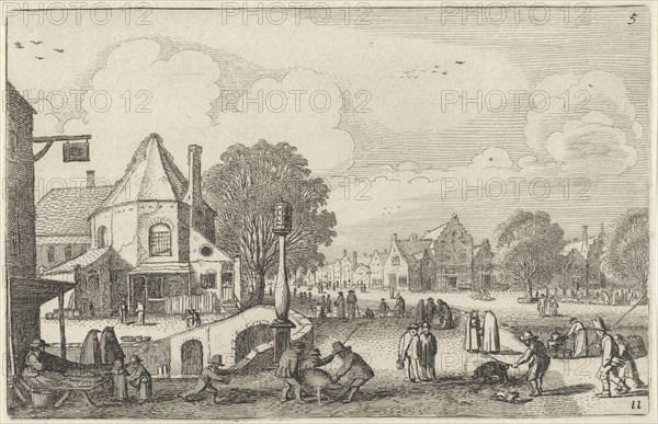 Market day in a city, Jan van de Velde (II), 1616