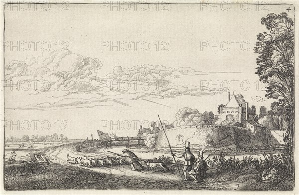 Landscape with Zijlpoort, Haarlem, The Netherlands, Jan van de Velde (II), 1616
