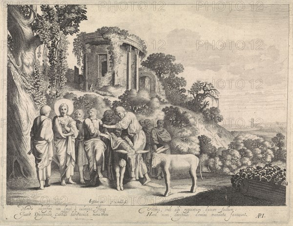 Christ is preparing for the arrival in Jerusalem, Jan van de Velde II, Adrianus Iekerman, Claes Jansz. Visscher II, 1603-1652
