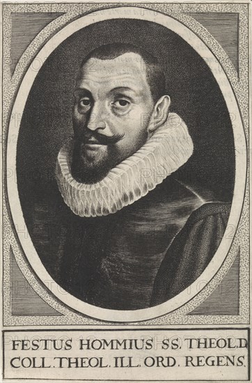 Portrait of Festus Hommius, Abraham Elzevier (I), Bonaventura Elzevier, Andries Clouck, 1625