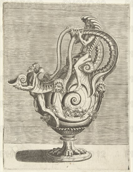 Jug in the form of a snail shell, Balthazar van den Bos, Cornelis Floris (II), Hieronymus Cock, 1548