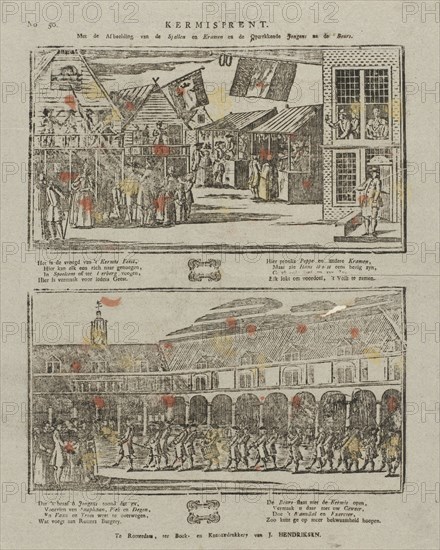 Fair Print, with the image of the games and stalls and guys after the show, Jan Hendriksen, print maker: Anonymous, 1781 - 1828