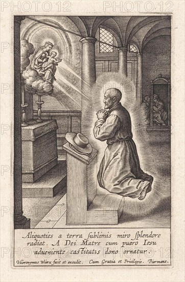 Ignatius Loyola has a vision of Mary with the Christ Child, Hieronymus Wierix, 1611-1615