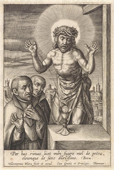 Blood of Christ received in chalice, Hieronymus Wierix, 1563 - before 1619, print maker: Hieronymus Wierix, Piermans, 1563 - before 1619