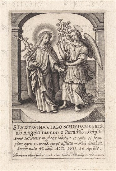 H. Lidwina of Schiedam, The Netherlands, Hieronymus Wierix, 1563 - before 1619