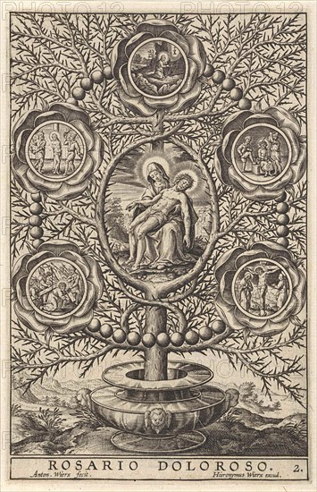 Five sorrowful mysteries, Antonie Wierix (II), Hieronymus Wierix, 1605 - 1619