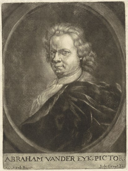 Self-portrait of the painter Abraham van der Eyk, Jan de Groot, 1698 - 1776