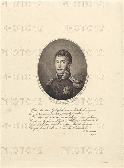 Portrait of Frederick William I (king of the Netherlands), Willem van Senus, Marten Westerman, J. van Ledden Hulsebosch, 1814 - 1843