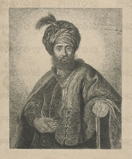 Portrait of an unknown bearded man with turban, print maker: Antoine Marie Labouchere (mentioned on object), Dating 1812