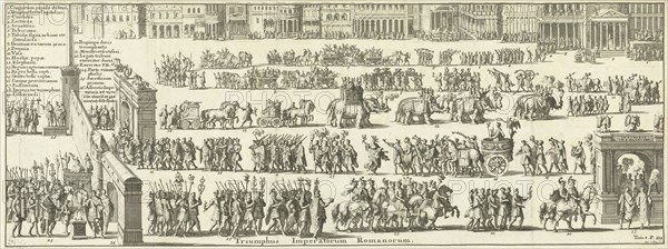 Triumphal procession over a square, Jan Luyken, FranÃ§ois Halma, 1690