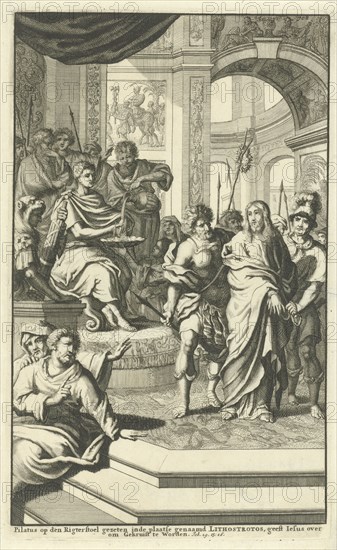 Pilate washes his hands in innocence, Jan Luyken, Wilhelmus Goeree (I), 1690