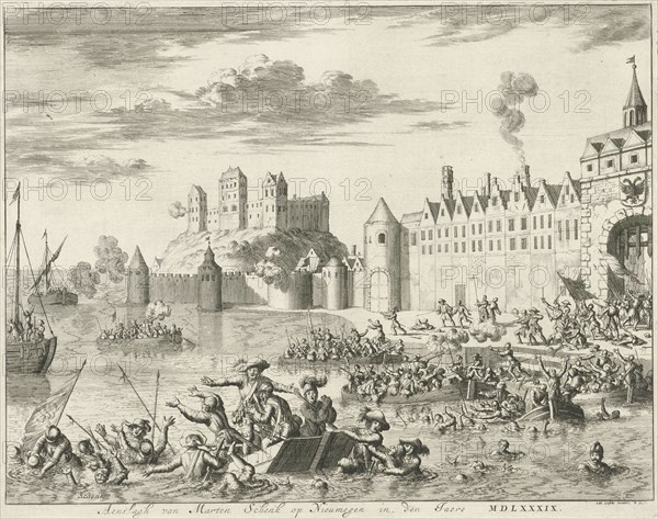 Assault of Martin Schenck at Nijmegen, 1589, Jan Luyken, weduwe Joannes van Someren, Abraham Wolfgang, 1679 - 1684