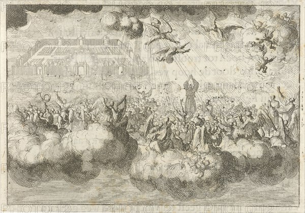 The heavenly Jerusalem with angels singing praise, Jan Luyken, David Ruarus, 1687