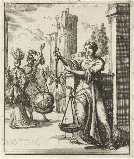 Women contemplating an orb, globus cruciger is an orb topped with a cross, a Christian symbol of authority