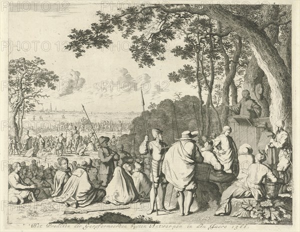 Sermons outside Antwerp, 1566, Belgium, Jan Luyken, weduwe Joannes van Someren, Abraham Wolfgang, 1679 - 1684