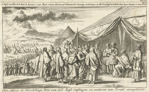 Moses chooses the seventy elders, print maker: Jan Luyken, Timotheus ten Hoorn, 1684