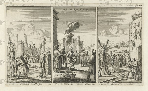 Aggravated assault of slaves by the Turks, Jan Luyken, Jan Claesz ten Hoorn, 1684
