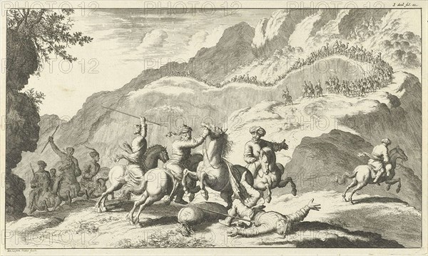 Armenians attacked by robbers, Jan Luyken, 1682