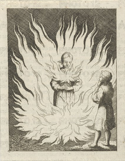 Christ beholds the personified soul surrounded by flames, Jan Luyken, Pieter Arentsz II, 1678-1687