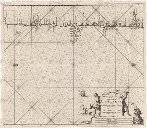 Sea map of part of the coast of Brazil, Jan Luyken, Claes Jansz Voogt, Johannes van Keulen I, 1683-1799