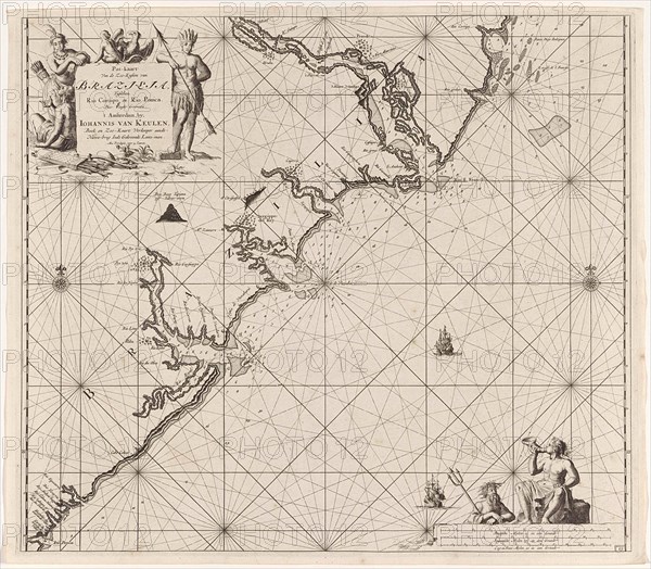 Sea chart of part of the coast of Brazil, Jan Luyken, Claes Jansz Voogt, Johannes van Keulen (I), 1683 - 1799