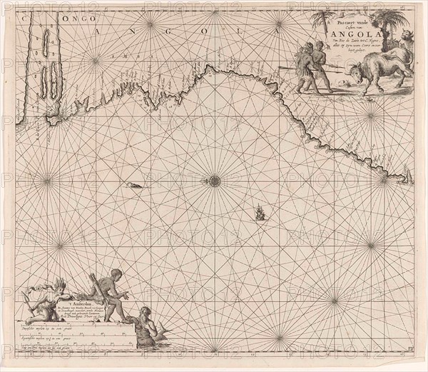 Sea chart of the coast of Congo and Angola, Jan Luyken, Johannes van Keulen (I), unknown, 1683 - 1799