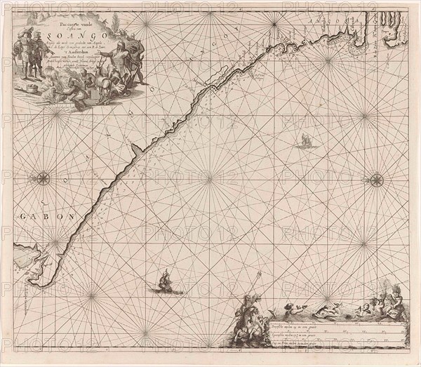 Sea chart of the coast of Congo, Gabon and Angola, Anonymous, Johannes van Keulen (I), unknown, 1683 - 1799