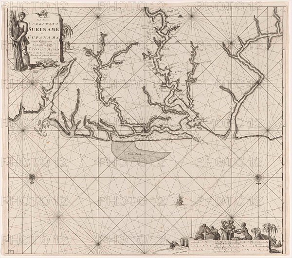 Sea chart of various Surinamese rivers, Jan Luyken, Johannes van Keulen (I), unknown, 1684 - 1799