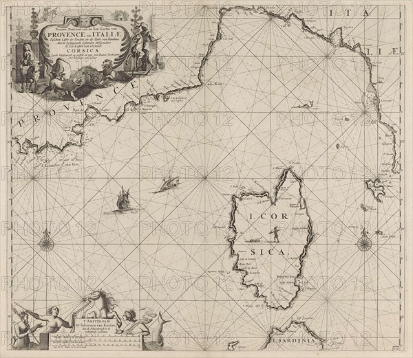Map of part of the Mediterranean coast of France and the north coast of Italy, Anonymous, Johannes van Keulen I, unknown, 1682-1803
