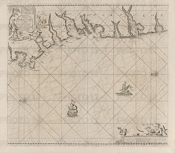 Sea chart of part of the south coast of Portugal, Jan Luyken, Anonymous, Johannes van Keulen (I), 1681 - 1803