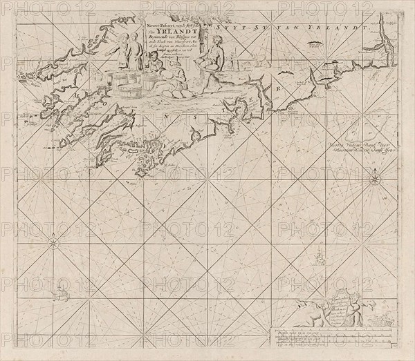 Map of part of the south coast of Ireland, Jan Luyken, print maker: Anonymous, Johannes van Keulen I, 1681 - 1803