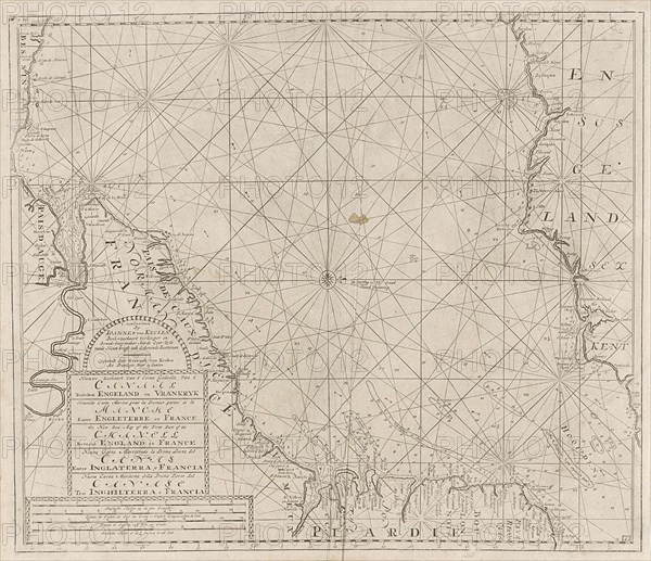 Sea chart of the Channel between England and France, Part 1, print maker: Anonymous, 1688 - 1803