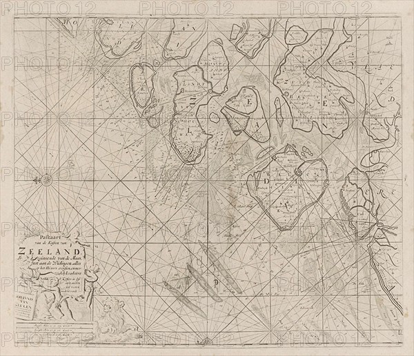 Sea chart of the Zeeland Islands and part of the North Sea, Jan Luyken, Anonymous, Johannes van Keulen (I), 1681 - 1803