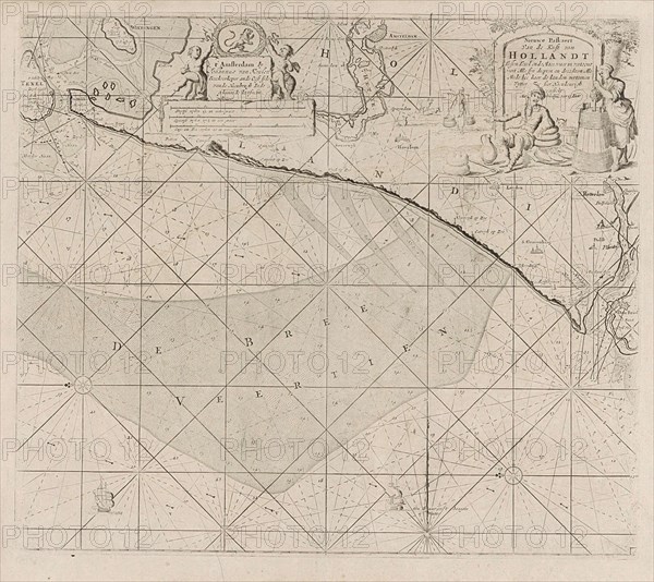 Sea chart of the coast of Holland between Texel and the Meuse, Jan Luyken, Anonymous, Johannes van Keulen (I), 1681 - 1803